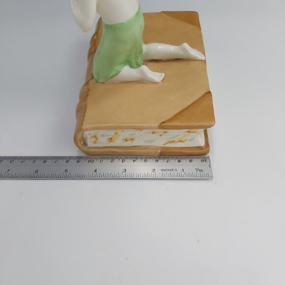 Ceramic Child on Book-Made in Czechoslovakia-Rare Fully Intact-No Repairs Vtg - Picture 8 of 10